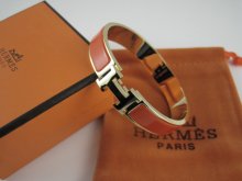 Hermes Orange Enamel Clic H Bracelet Narrow Width (12mm) In Gold